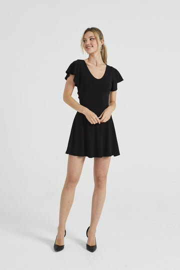 Reversible Mini Dress with Flutter Sleeves ANGELEYE